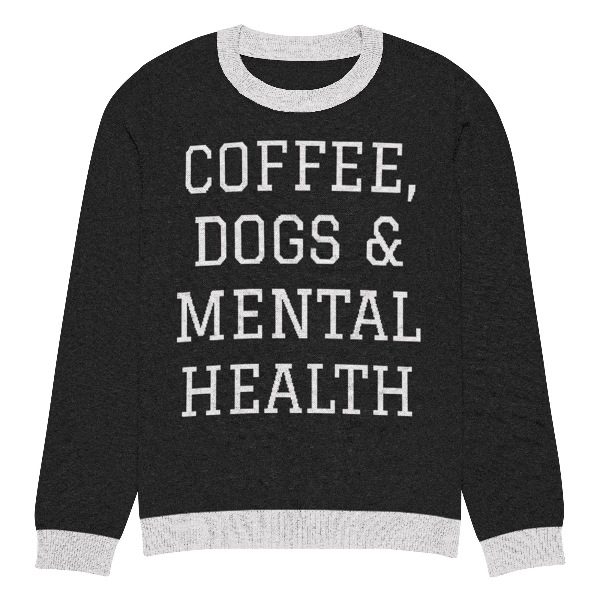 Coffee, Dogs & Mental Health Knitted Sweater - Image 3