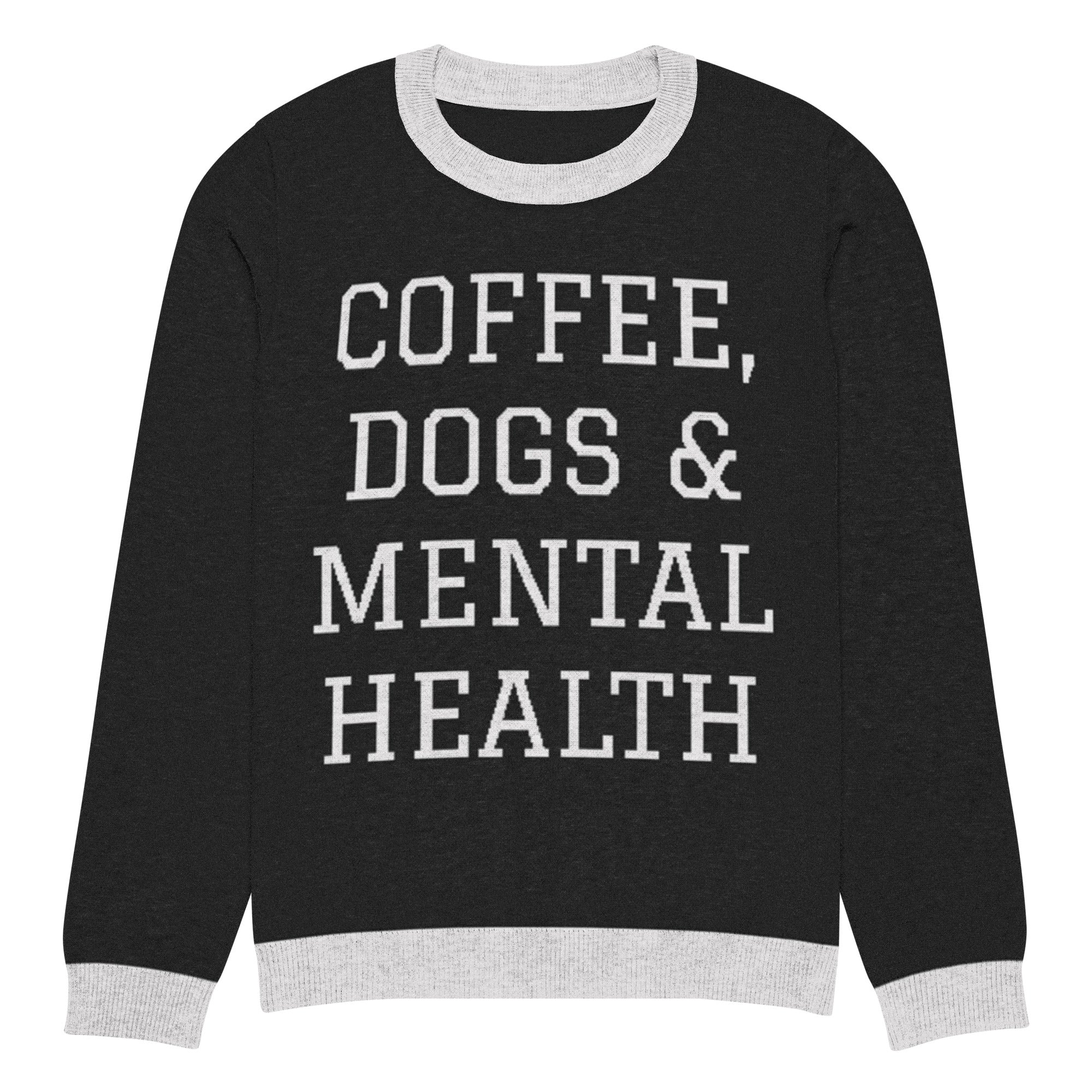 Coffee, Dogs & Mental Health Knitted Sweater - Image 4