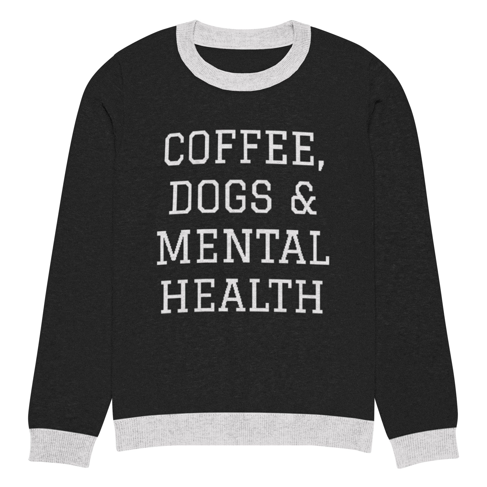 Coffee, Dogs & Mental Health Knitted Sweater - Image 5